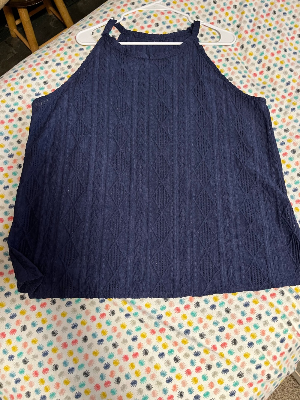 SHEIN Navy Textured Crewneck Sweater
